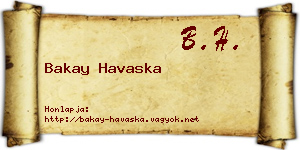 Bakay Havaska névjegykártya